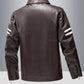 Men's Plus Size Zip Up Leather Motorcycle Jacket - Farnelli
