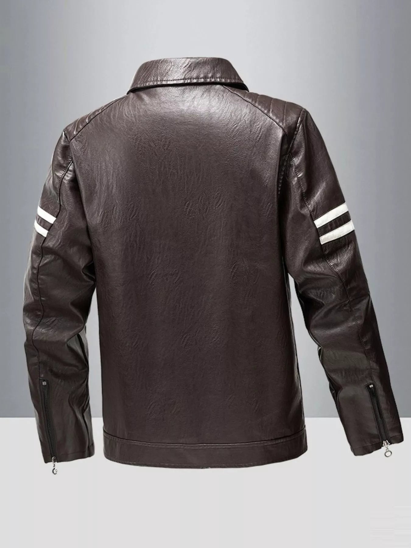 Men's Plus Size Zip Up Leather Motorcycle Jacket - Farnelli