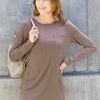 Basic Bae Full Size Round Neck Long Sleeve Top - Mocha