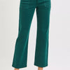 RISEN High Rise Ankle Flare Patch Pocket Jeans - HUNTER GREEN