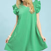 Umgee Seersucker Ruffle Shift Dress - Green