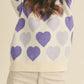 Heart Ribbed Hem Long Sleeve Sweater - Farnelli
