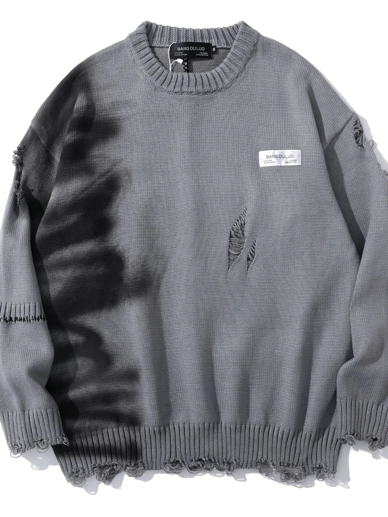 Men's Distressed Oversized Knit Sweater - Farnelli