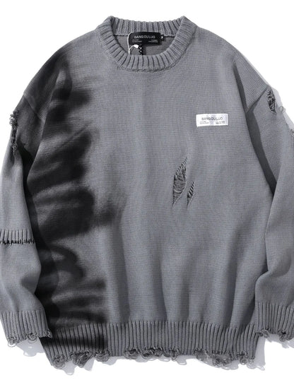 Men's Distressed Oversized Knit Sweater - Farnelli