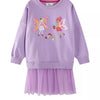 Children's Fairy Embroidered Tulle Sweatshirt Dress - Lavender