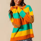 SO ME Multi Color Stripe Sweater with Ribbed Detail - Farnelli