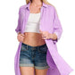 Zenana Washed Double Gauze Button Down Shirt Dress - Farnelli
