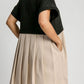 Umgee Full Size Round Neck Pleated Dress with Side Pockets Plus Size - Farnelli
