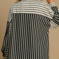 Umgee Full Size Pointelle Stripped Half Button Collared Neck Top Plus Size - Farnelli