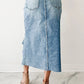 Distressed Asymmetrical Denim Skirt with Frayed Hem - Farnelli