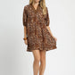 Umgee Full Size Leopard Print Mini Dress with Contrast Trim Plus Size - Farnelli