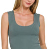 Zenana Double Layered Cropped Tank Top - ASH JADE