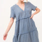 And The Why Washed Frayed Detail Tiered Dress - Farnelli