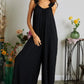 ADORA Full Size Elastic Ruffle Shoulder Jumpsuit Plus Size - Farnelli