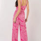 VERY J Printed Pleated Sleeveless Wide Leg Jumpsuit - Farnelli