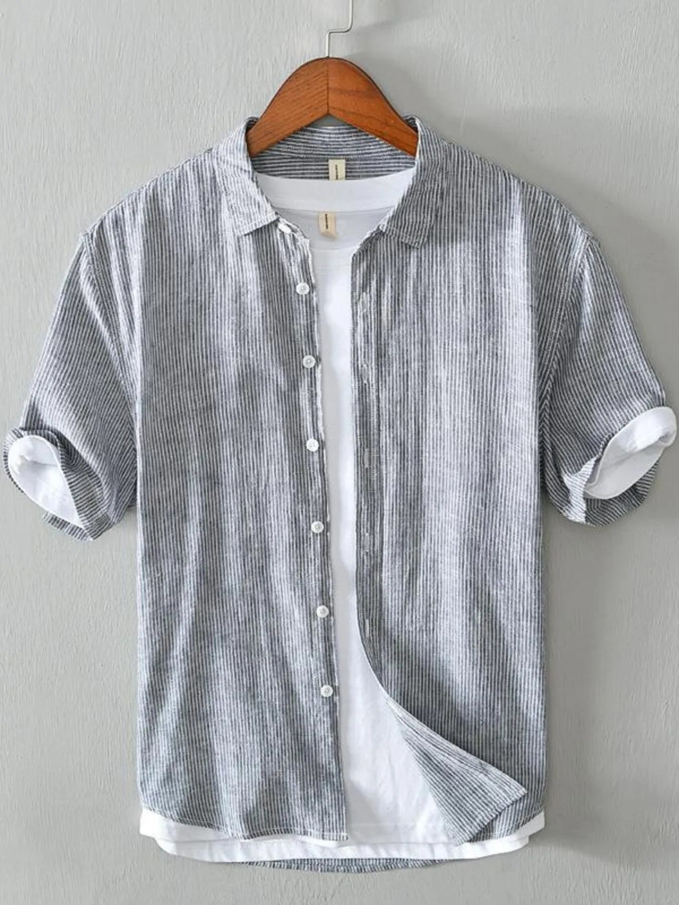 Men's Plus Size Casual Striped Short Sleeve Shirt - Farnelli