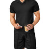 Men's Plus Size Short Sleeve Top and Shorts Set - Black
