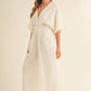 MABLE Fluffy Deep V Neck Wide Leg Jumpsuit - Farnelli
