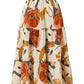 Full Size Floral Print Tiered Skirt Plus Size - Farnelli