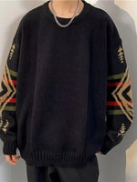 Men's Plus Size Ethnic Pattern Oversized Pullover Sweater - Farnelli