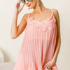 BiBi Front Lace Detailed Pleated Chiffon Cami - Blush