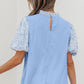 Saanvi Lace Floral Puff Sleeve Loose Blouse - Farnelli
