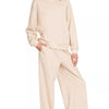 Zenana Scuba Crewneck Pullover and Pants Set - H BEIGE