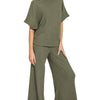 Zenana Mock Neck Top and Pants Sweater Set - DK OLIVE