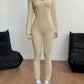 Square Neck Long Sleeve Active Jumpsuit - Farnelli