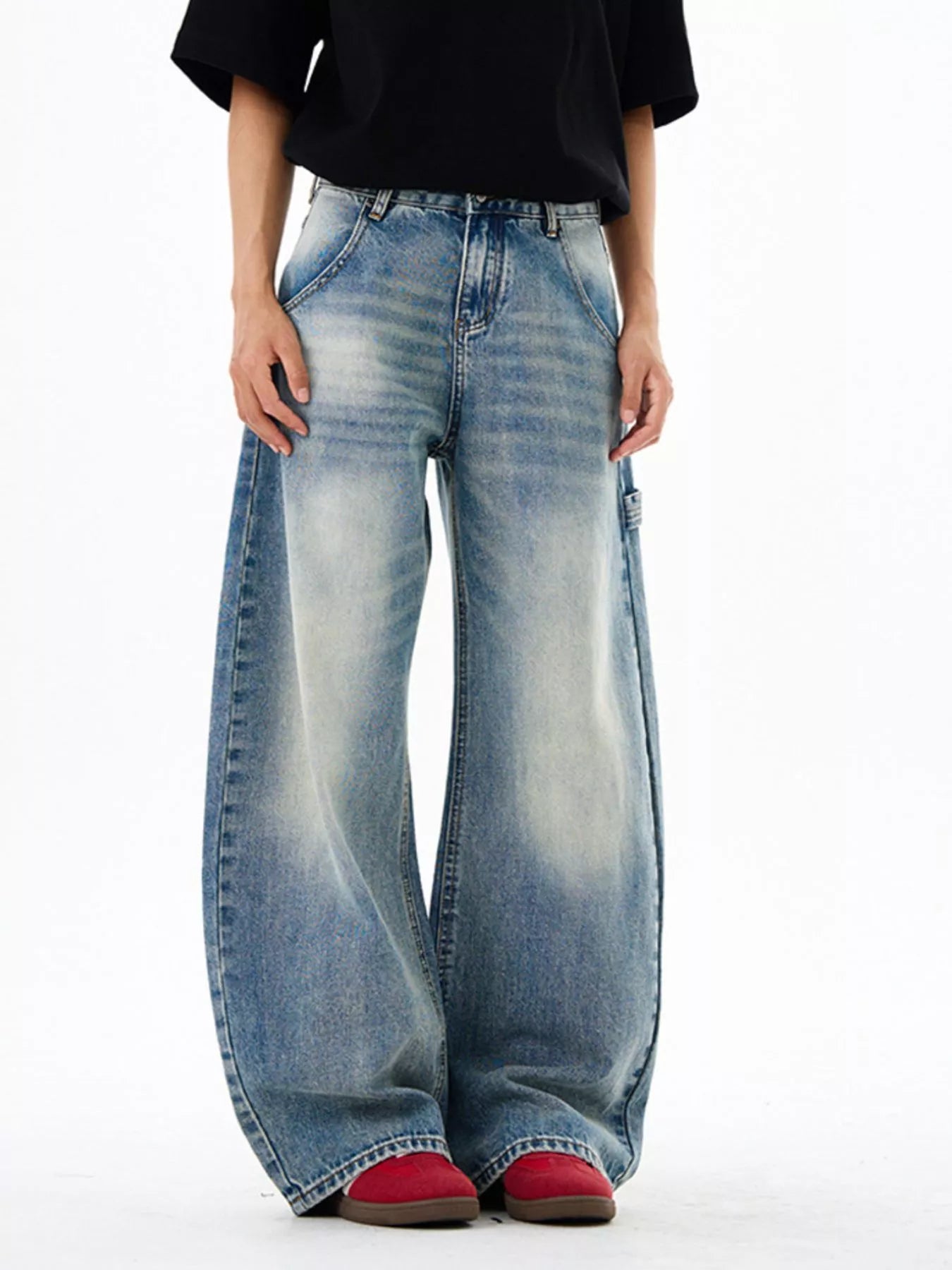 Men's Vintage Wash Wide Leg Jeans - Farnelli