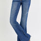 RISEN Full Size Distressed Mid Rise Flare Jeans Plus Size - Farnelli