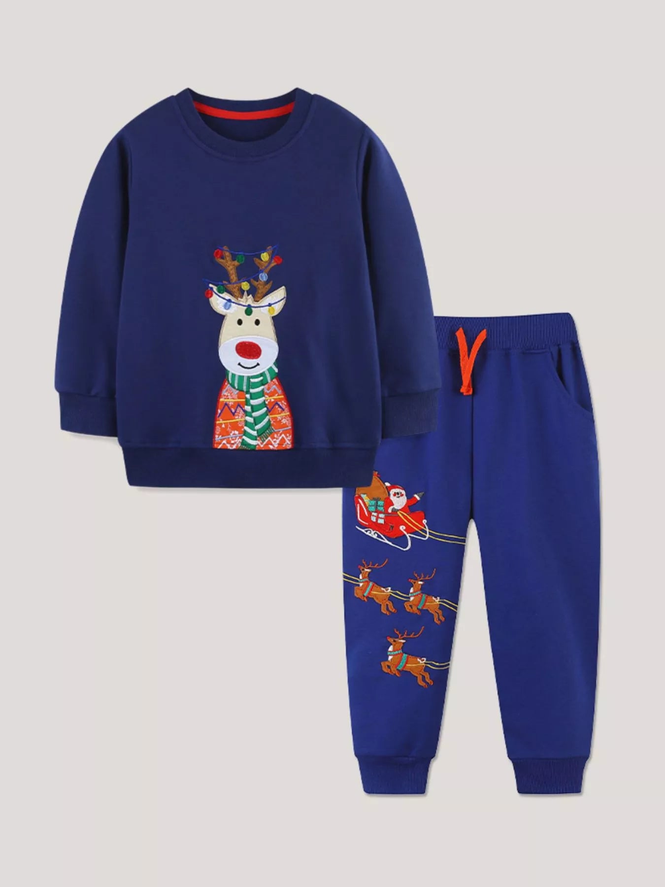 Children's Reindeer Embroidered Christmas Outfit Set - Farnelli
