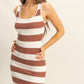 HYFVE Striped Scoop Neck Wide Strap Knit Dress - Farnelli