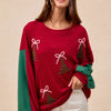 BiBi Christmas Theme Tree Embroidered Sweater - RED