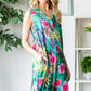 Heimish Full Size Floral Johnny Collar Sleeveless Dress Plus Size - Farnelli
