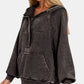 Zenana Acid Wash Fleece Kangaroo Hoodie - Farnelli