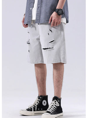 Men's Distressed Loose Fit Denim Shorts - Farnelli