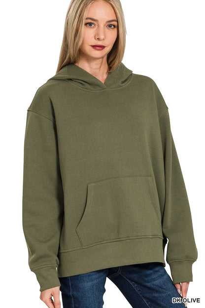 Zenana Fleece Kangaroo Pocket Hoodie - Farnelli