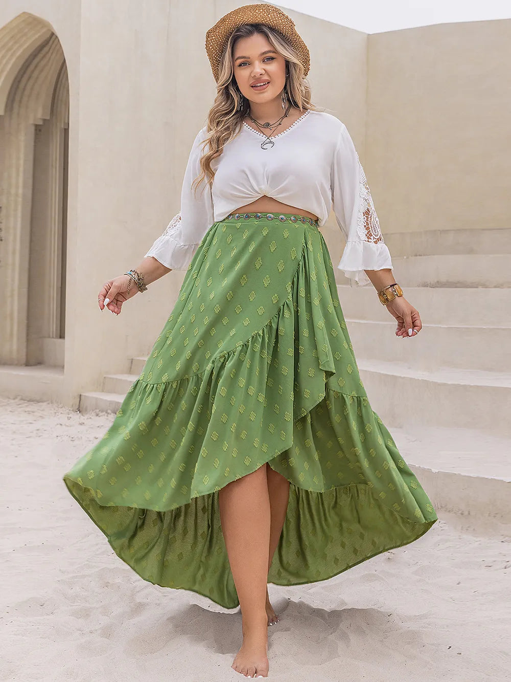 Plus Size High-Low Skirt - Farnelli