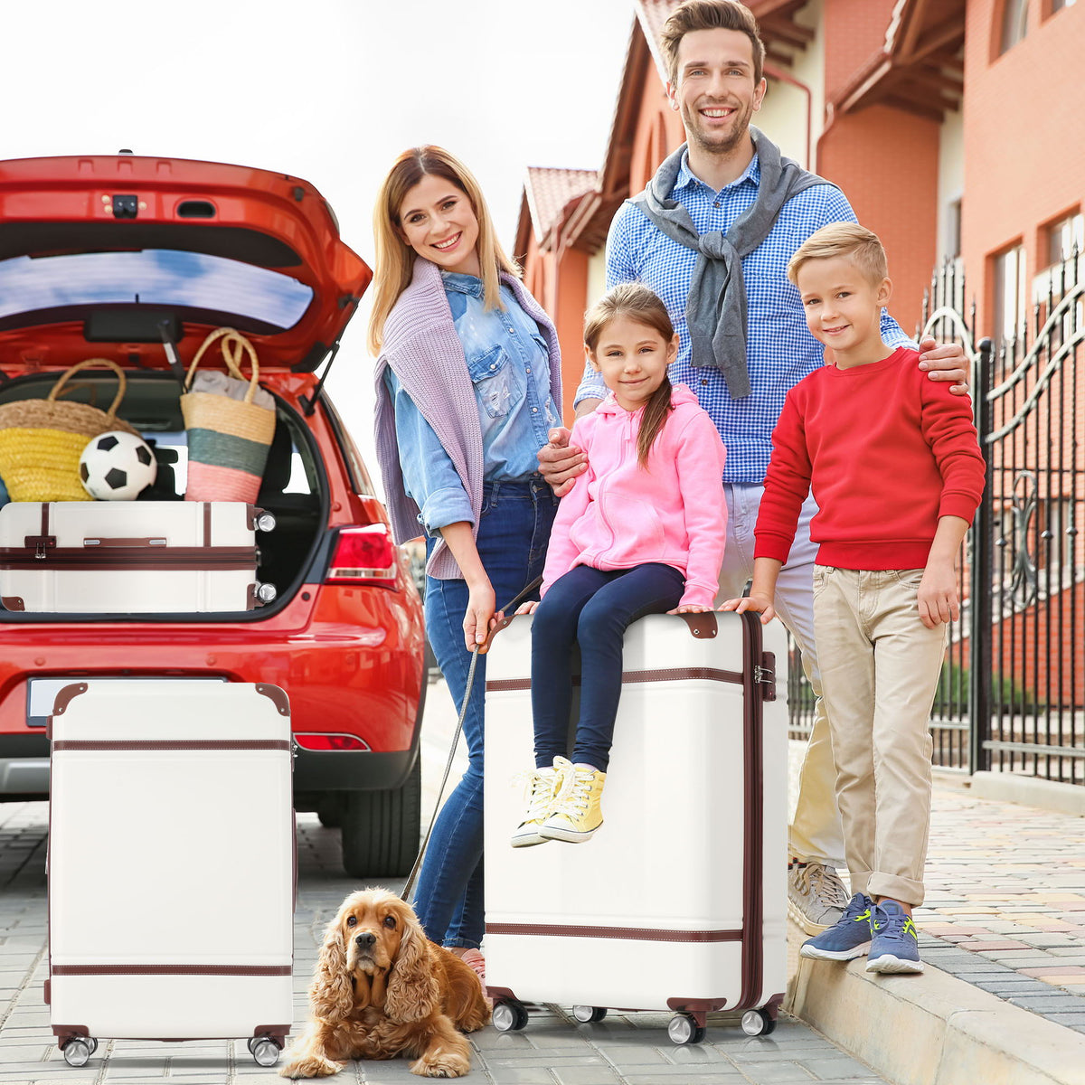 HouseOfZazla 3-piece hardshell luggage set with spinner wheels and TSA locks in multiple colors