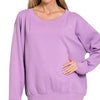 Zenana Fleece Boat Neck Sweatshirt - B LAVENDER