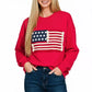 Zenana French Terry American Flag Pullover - Farnelli