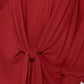 Super Lady Full Size Round Neck Knot Front Hacci Blouse - Farnelli