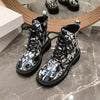 Graffiti Print Combat Boots with Colorful Street Art Design - Black