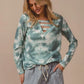 BiBi Variegated Tie Dye Rib V-Neck Top with Strapped - Farnelli