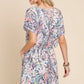 BOMBOM Printed Short Sleeve Drawstring Romper - Farnelli