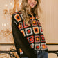 BiBi Granny Square Front Long Sleeve Top - Farnelli