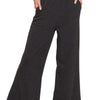 Zenana Cotton Slub Wide Leg Pants - BLACK