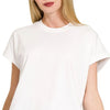 Zenana Premium Cotton Relaxed Crop Tee - WHITE