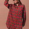 SO ME Christmas Checker Plaid Button Up Shirt Dress - RED MULTI